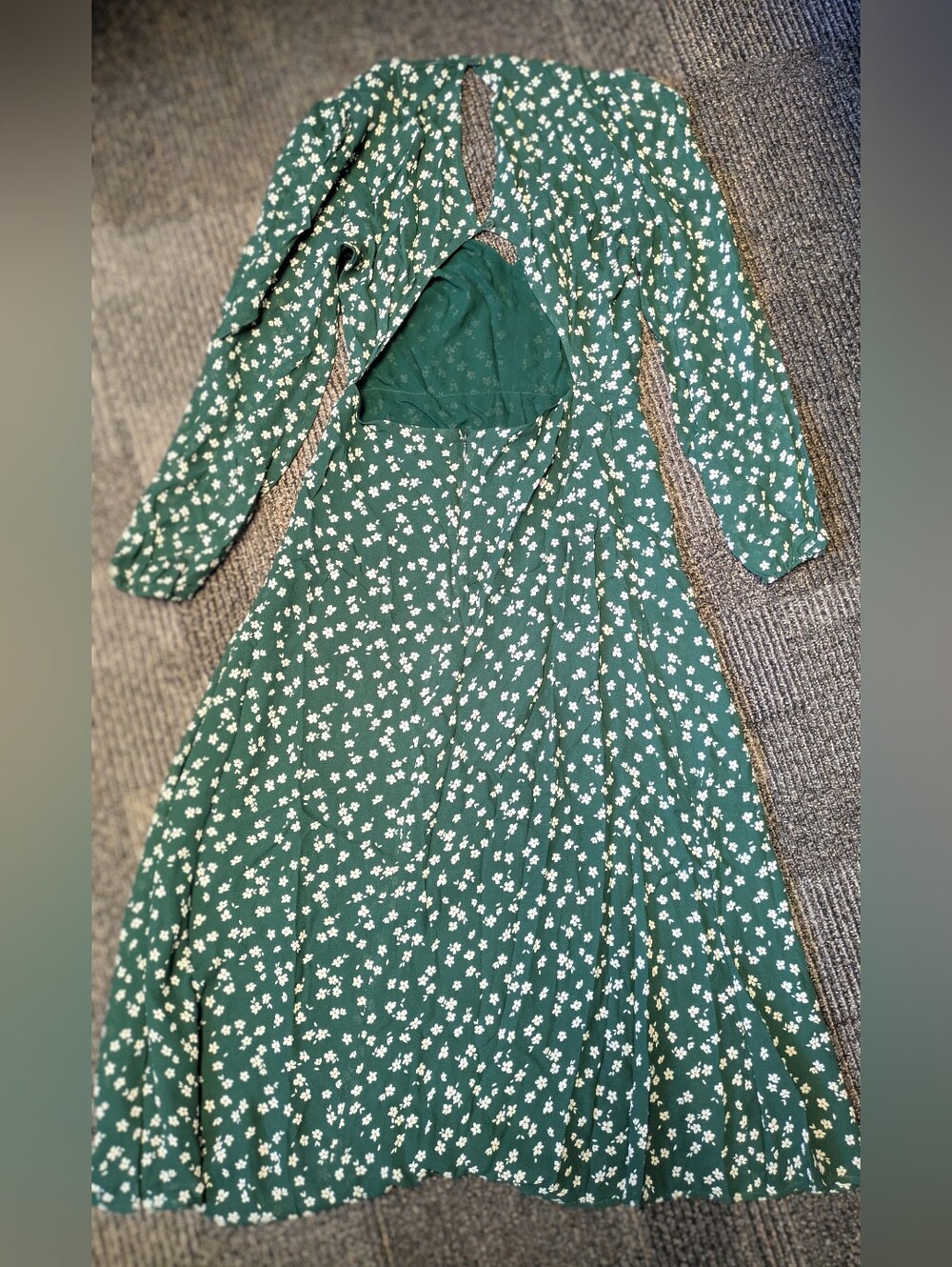 REFORMATION Joy Green Floral LS Midi Dress Size 8 - Picture 11 of 11